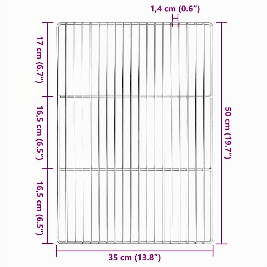 vidaXL Grille de Barbecue 50 x 35 cm Acier Inoxydable Argenté