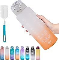 1L Drinkfles, Sport Drinkfles-[BPA-vrije Tritan], 1000ml Motiverende Waterfles met Rietje en Tijdstempel - Lekvrije Fles...