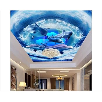 Angepasste 3D-Fototapete 3D Wand-Decken-Tapete Wandbilder Delphin