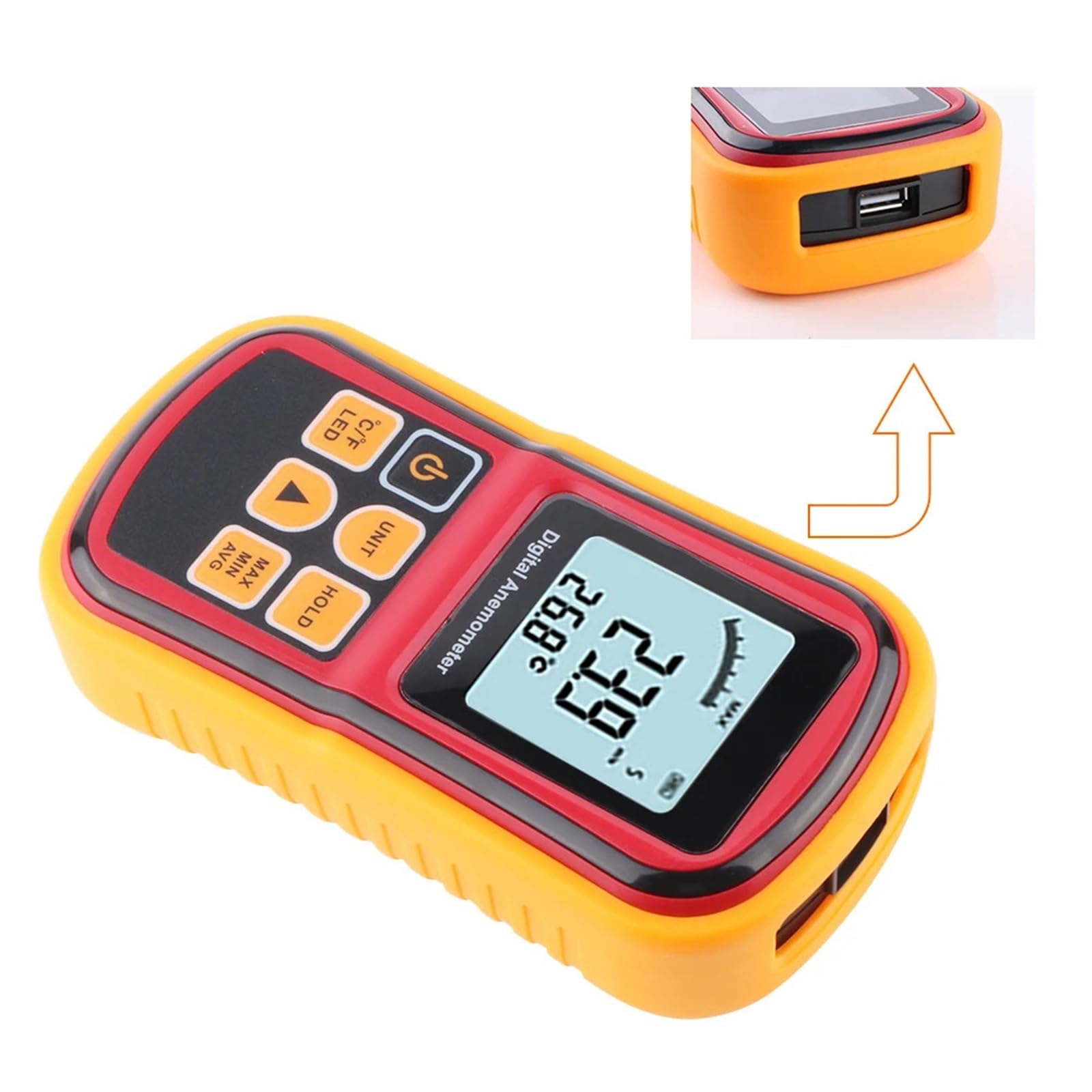 Anemómetro digital, Anemómetro Digital Medidor De Velocidad Del Viento Medida Temperatura Termómetro 45 M GM8901