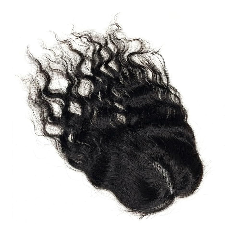 Topper di capelli umani ondulati per donne con capelli dirassanti, invisibile, 9 x 14 cm, retina svizzera fatta a mano (30,5 cm)