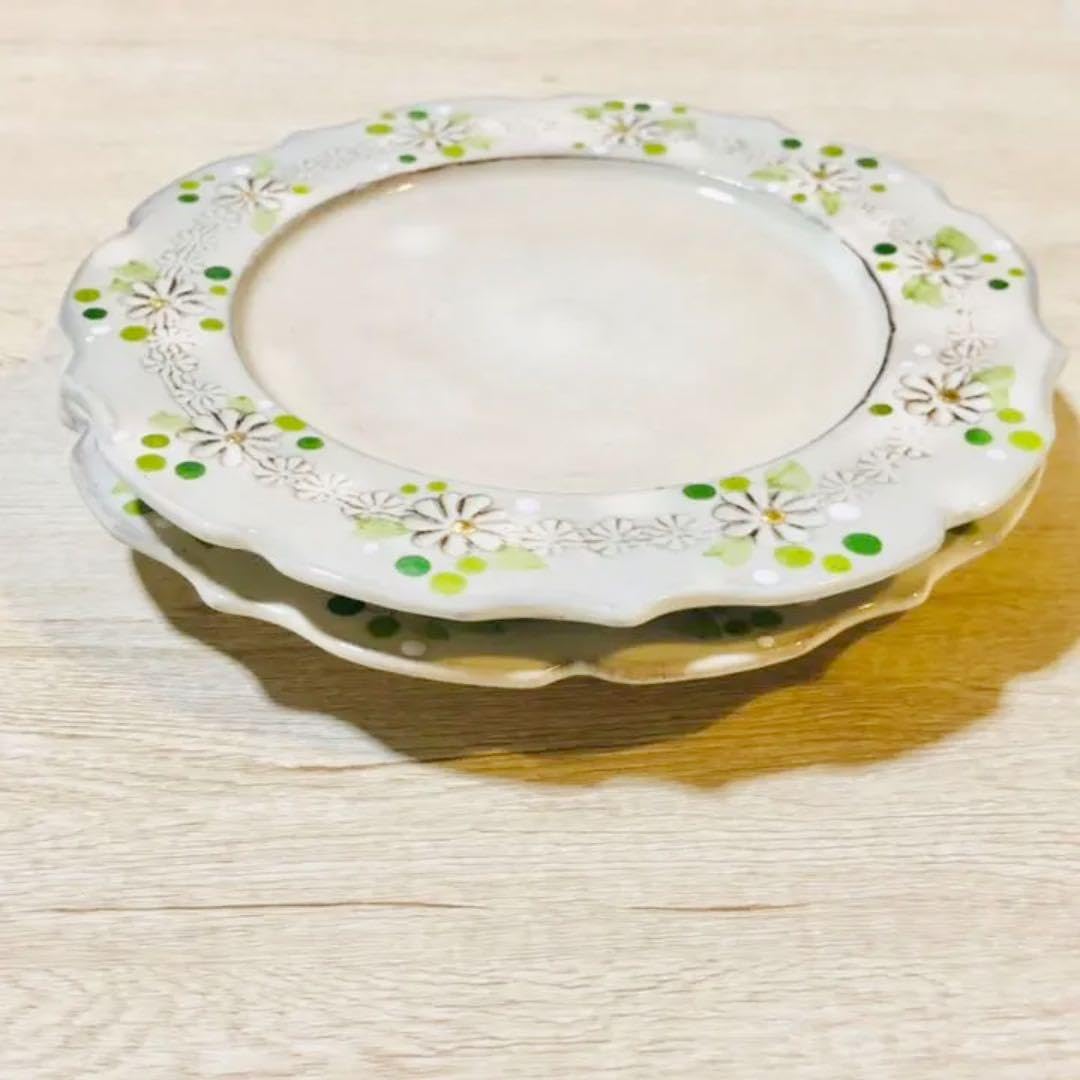 Amazon.co.jp: 国内作家 原稔 グリーンリース リム皿2点作家器  