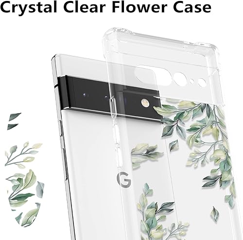 Miniatura 2 de RALEAVO Funda floral para Google Pixel 7 Pro, funda transparente de hojas delgadas, bonita funda protectora para niñas y mujeres, funda protectora