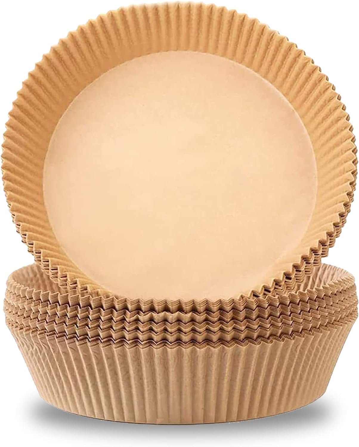 NIRDAMBHAY (Pack of 150) Baking Paper & Cooking Paper Tray Round Air Fryer Oven Microwave Safe Non-Stick Food Safe Butter Paper Plate Parchment Paper for Baking Cake, Fries, Chicken (160mm*45mm)