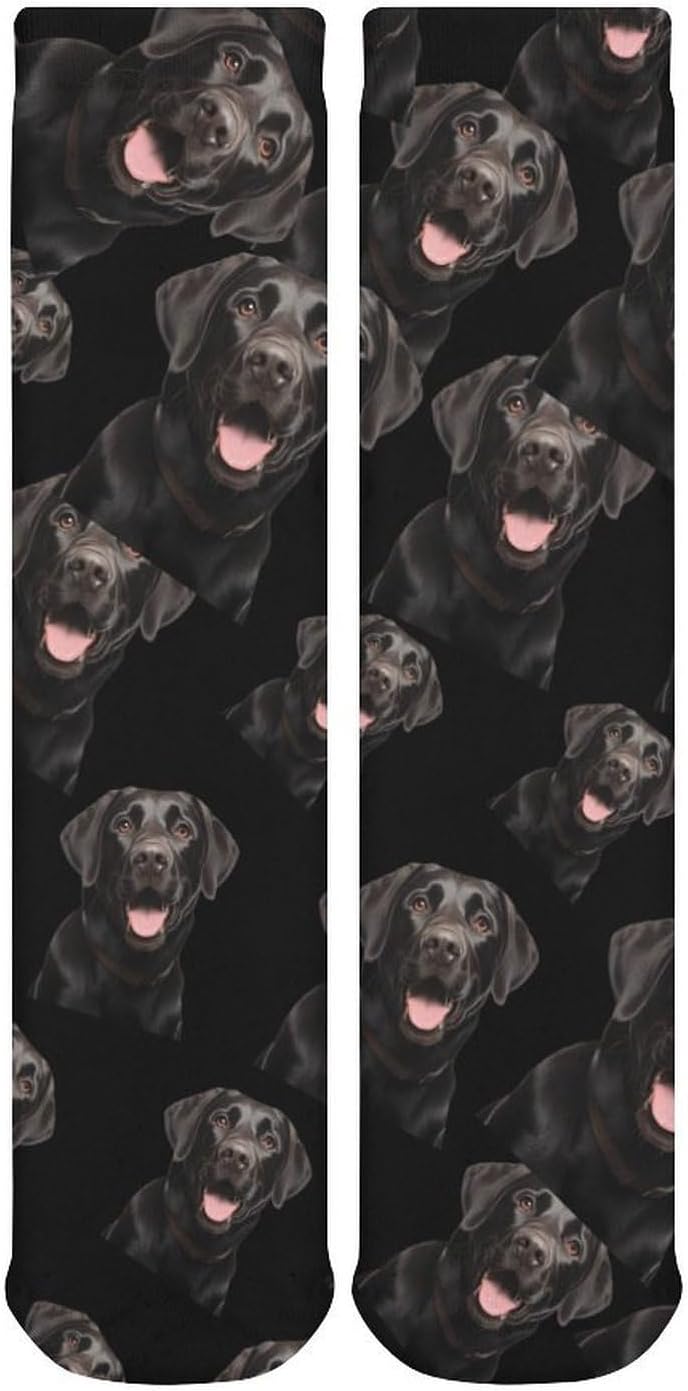 Black Labrador Knee High Socks Casual Long Stockings Over Calf Sock Tube for Women Men