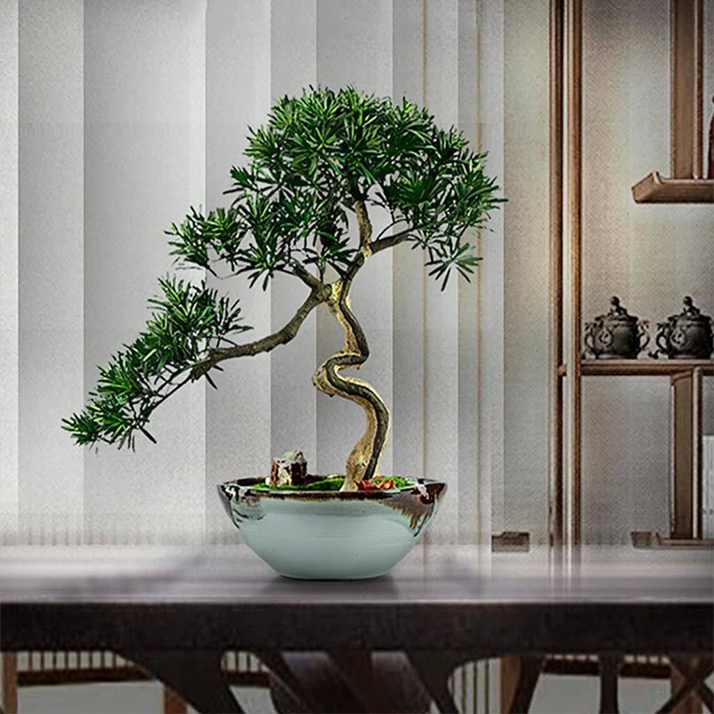 Árbol de simulación, bonsái de pino, para dar la bienvenida a los invitados en la sala de estar, plantas falsas para decoración del hogar, sala de estar y oficina, árbol bonsái artificial
