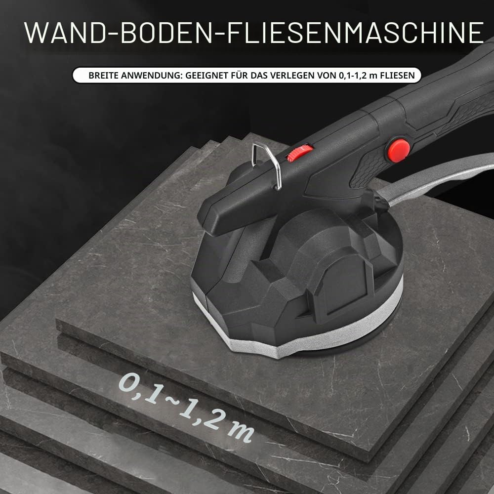Fliesenvibrator 100 kg Fliesenmaschinen mit Saugnäpfen von 128 x 128 mm Fliesenverlegung mit 2 Batterien Automatische Nivellierung Vibrationswerkzeug Fliesenleger Maschine