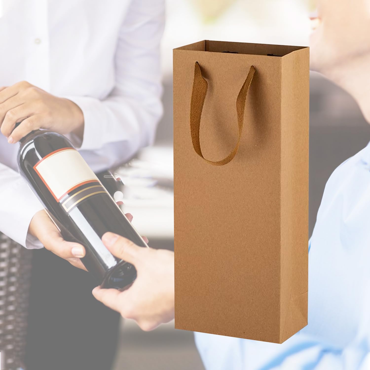 GOEDEKE Wine Gift Bags,Wine Bottle Gift Bag,Sturdy Reusable Kraft Paper