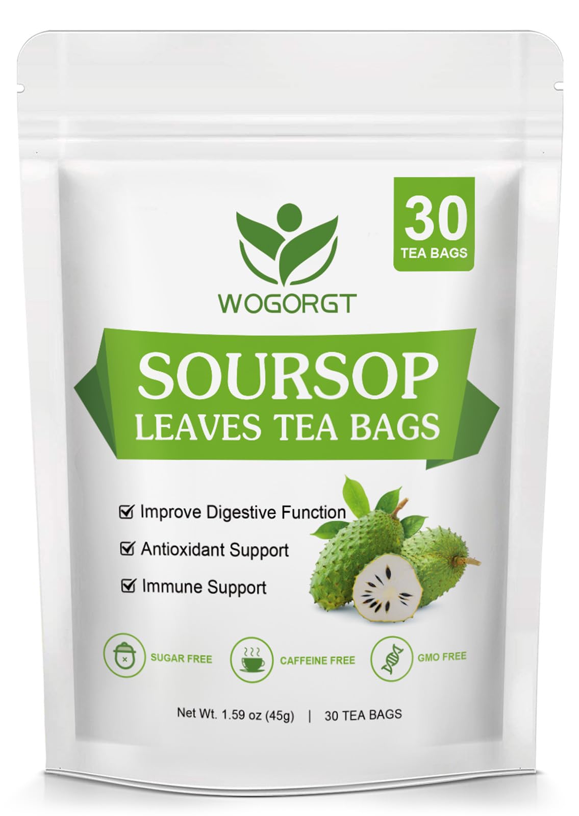 Organic Soursop Leaves Tea Bags - Soursop Graviola Leaves Herbal Tea bags for Immune Support, Antioxidant - Guanabana Leaves - Caffeine Free - 30 Tea Bags