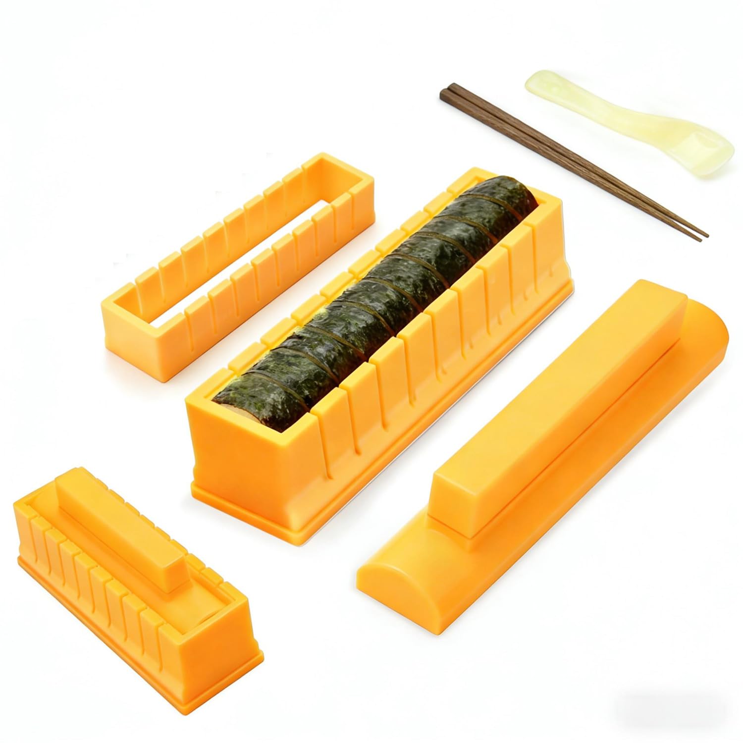 Zheigaoxea Sushi Maker, DIY Sushi Making Kit with Sushi Mold, Chopsticks, Spoon, Easy to Make Round Shaped Sushi for Home Use, Perfect Sushi Kit for Beginners