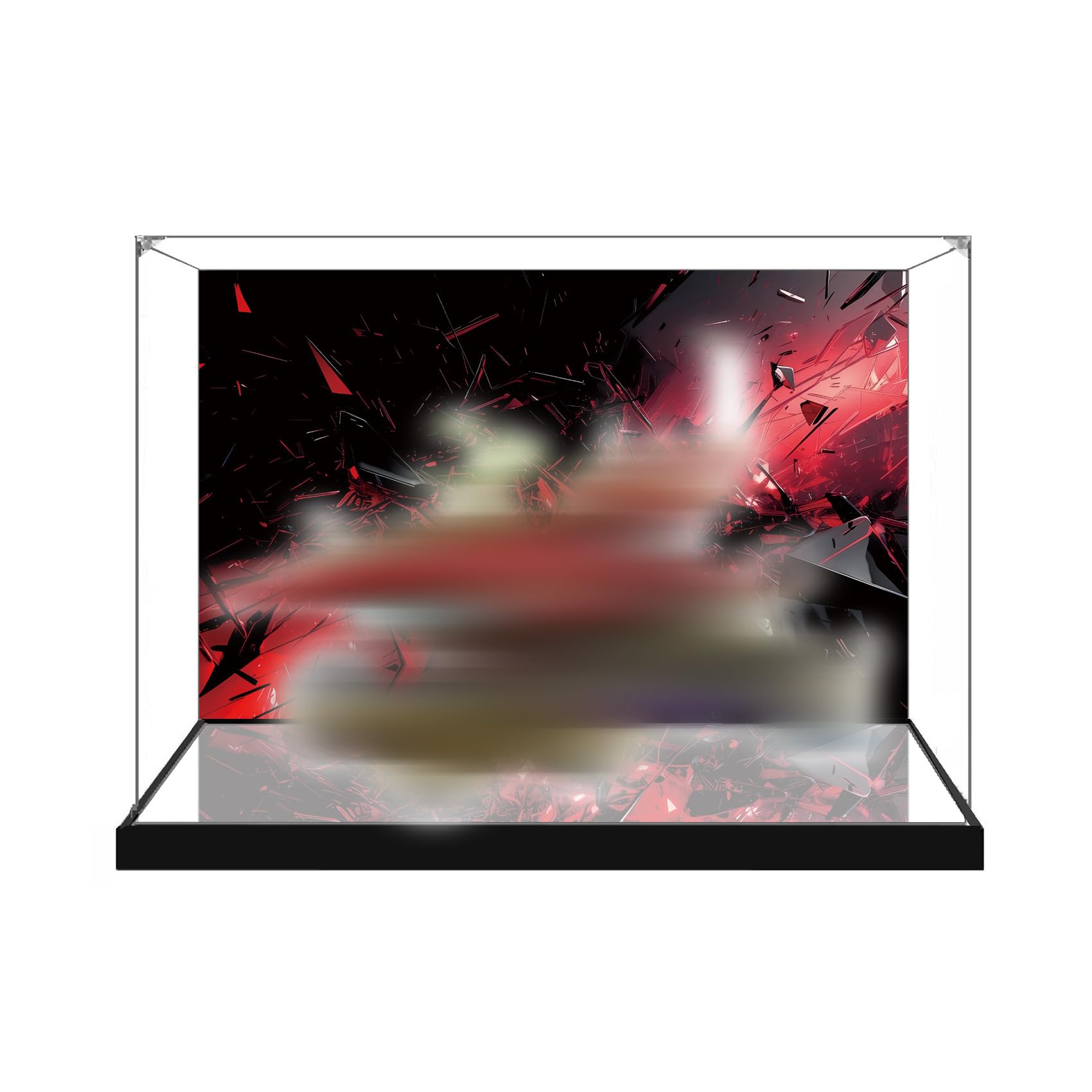 Acrylic Display case Compatible with Lego 71869 tank Model, Dustproof, Storage Box,Compatible with 71869 (Box Only) (Mirror base+Background A)