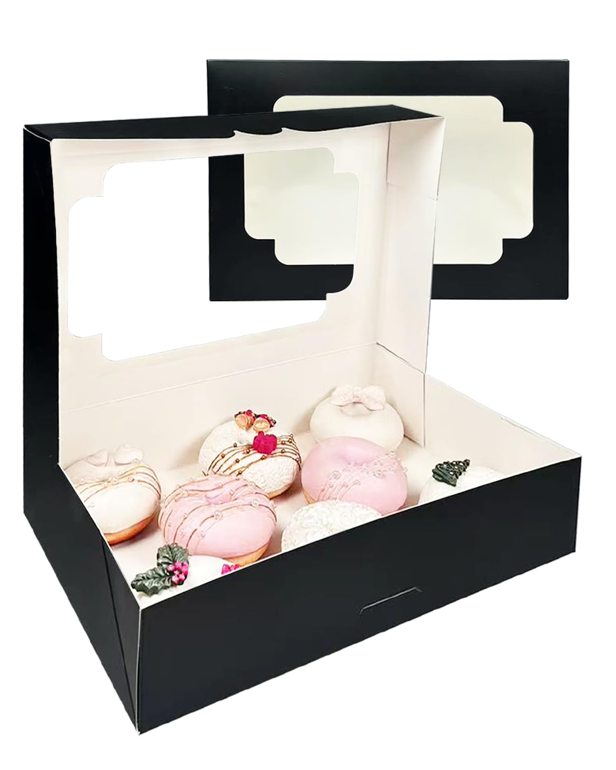 Gcardist Auto-pop Up Black 30.5x20.3x6.4cm 12Pcs Cookie Box with Window Pastry Macaron Bakery Box for Packaging (12x8x2.5 inch) - Image 3