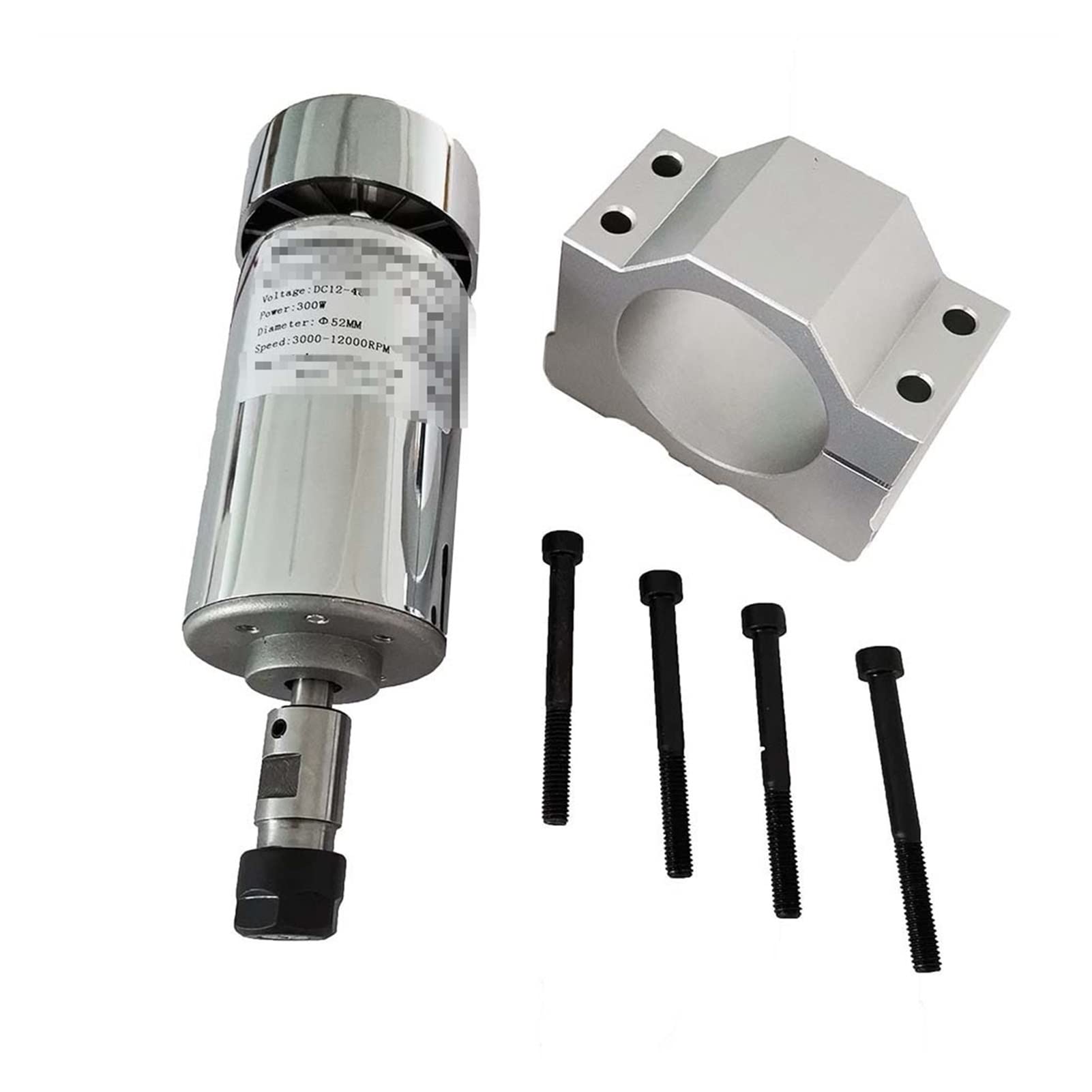 CNC Air Cooled Spindle Motor 200W 300w 400w 500w Spindle Motor 48VDC ER11 ER16 Air Cooled Spindle High Speed Spindle Brush PCB Engraving Machine and Bracket(500WER16 and bracket)