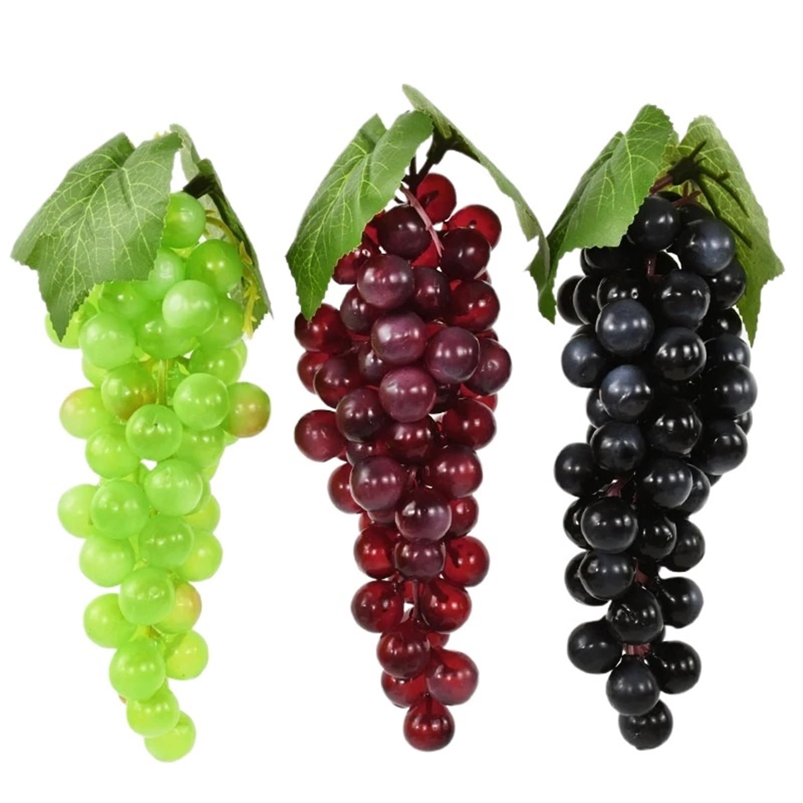 Dcrxz Artificial Fruit 3pcs Artificial Grapes Bunches Simulation Fruits Grape for Home Kitchen Wine Decoration Wedding Party Table Centerpiece Decor Props(16.5cm mix)