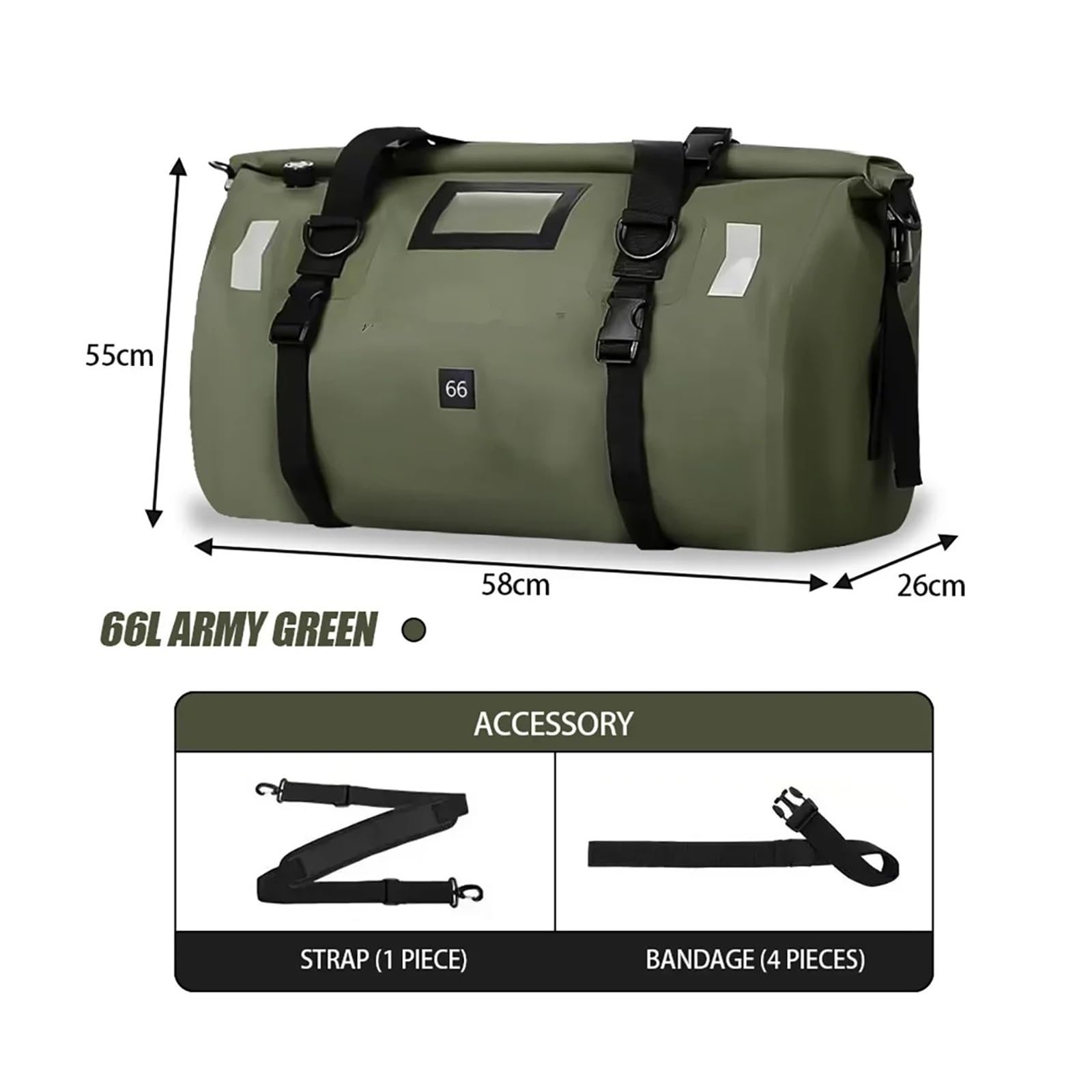 Bolsa Trasera Impermeable para Motocicleta, Ideal para Viajes Y Actividades Al Aire Libre. Enrollable De 20/66/100 L. Mochila Viaje(Black 66L)