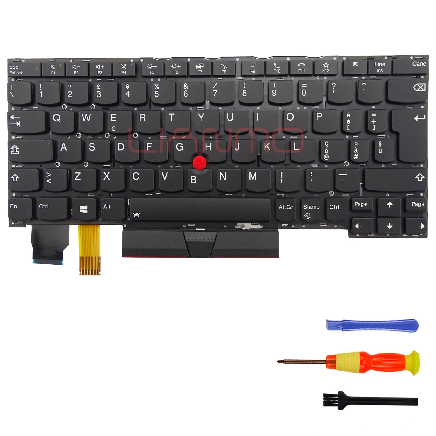 Tastiera di ricambio compatibile con Lenovo ThinkPad X13 Gen1 Yoga X390 X395 Yoga con retroilluminazione (italiana)
