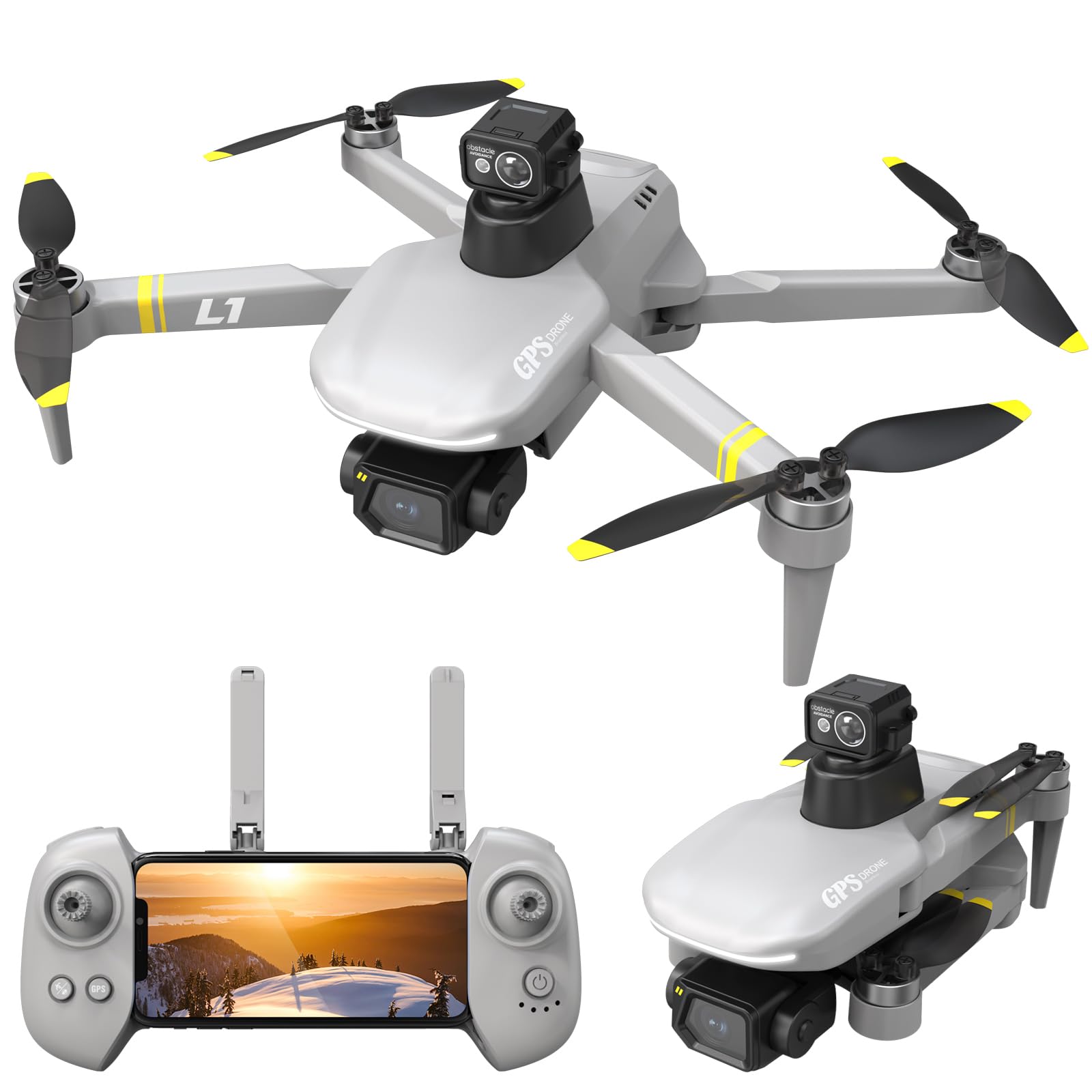 Drones with Camera for Adults 4K, 3 Axis Gimbal Drone with Obstacle Avoidance, Drone for Adults, 2.4Miles, 56Minutes, GPS Auto Return, Follow Me/Car, Time-lapse