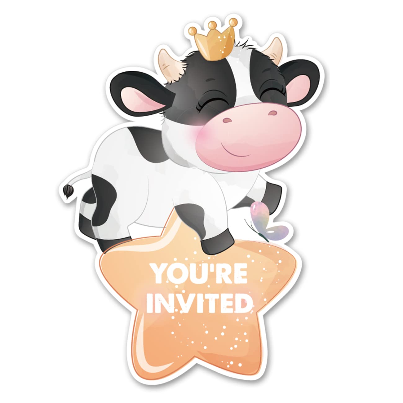 20 invitaciones de fiesta de cumpleaños de vaca con sobres, invitaciones de  relleno de doble cara en forma de vaca de granja