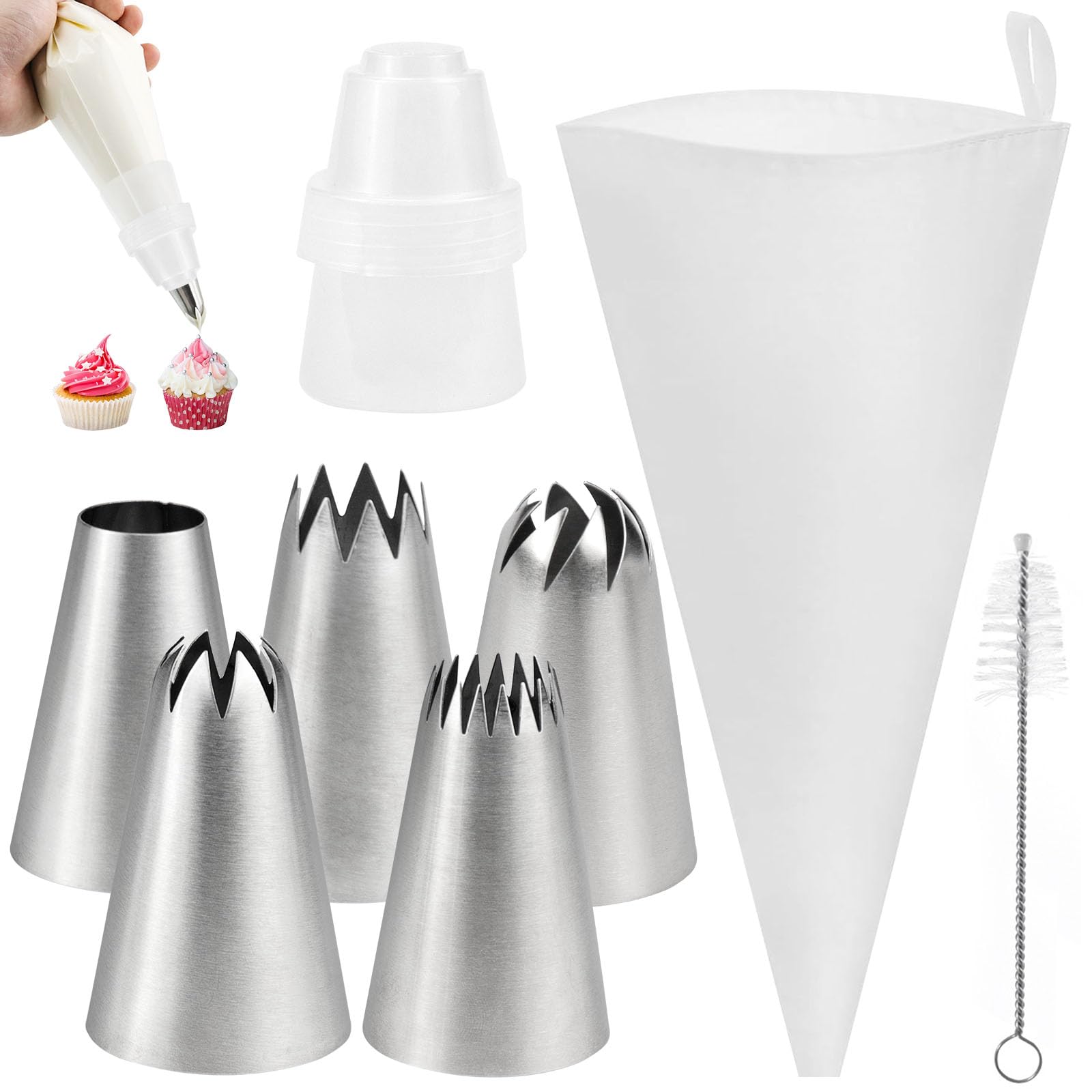 Kit Sac à Poche Professionale 9 Pezzi: Tasca 12 Pollici E 6 Bocchette In Acciaio