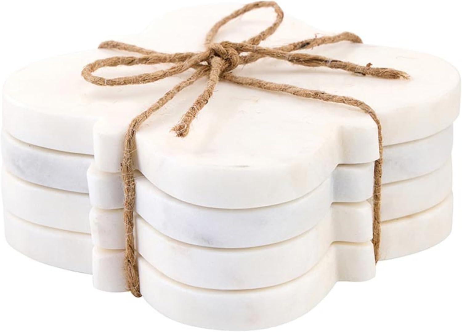 Santa Barbara Design Studio Marble Coasters for Drinks Heart Shaped Drink Coaster, Set of 4, White