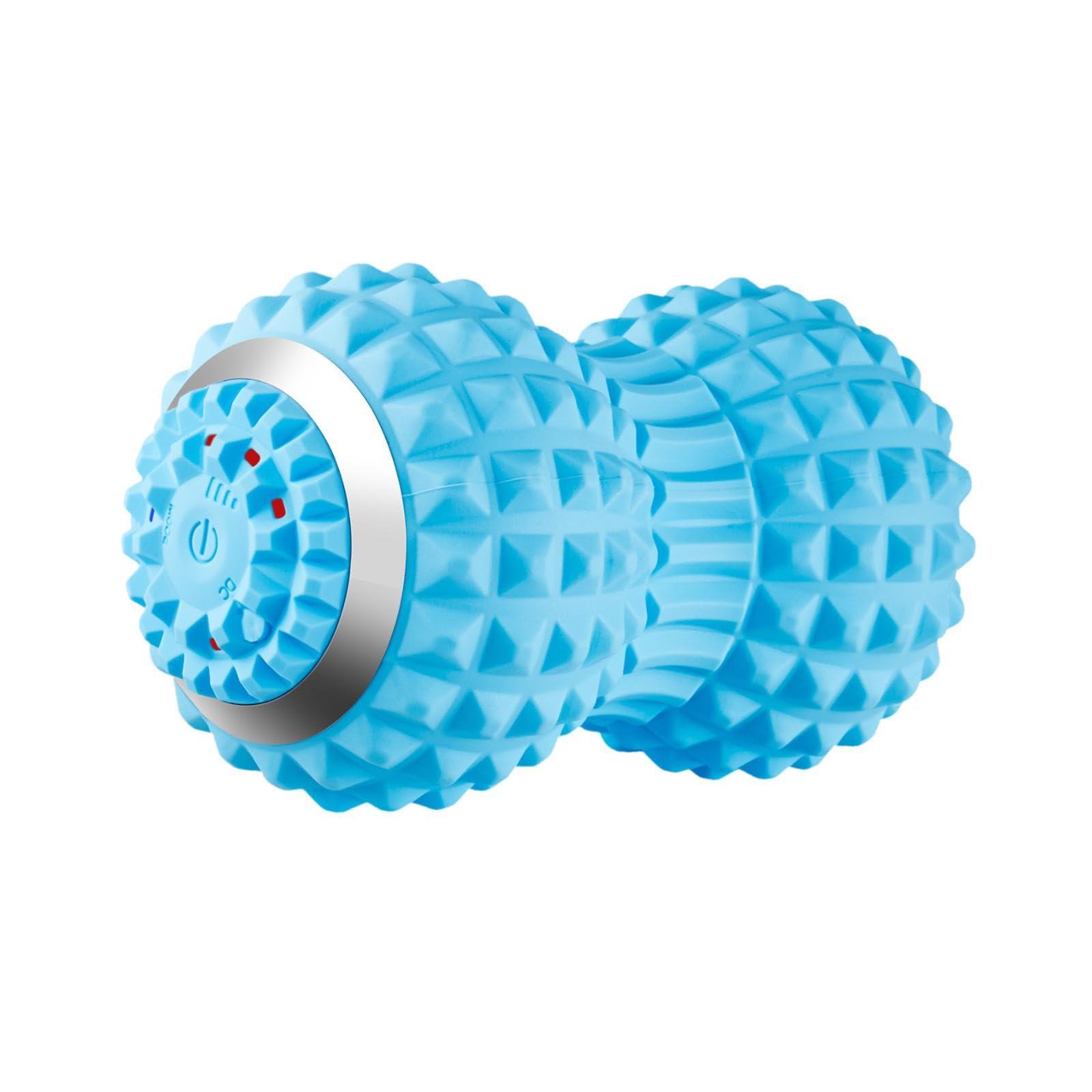 Bola de Masaje Vibratoria Profesional Bola de Masaje en Forma de Masajeador de Silicona Portátil Relajante Muscular con Cuatro M, AZUL