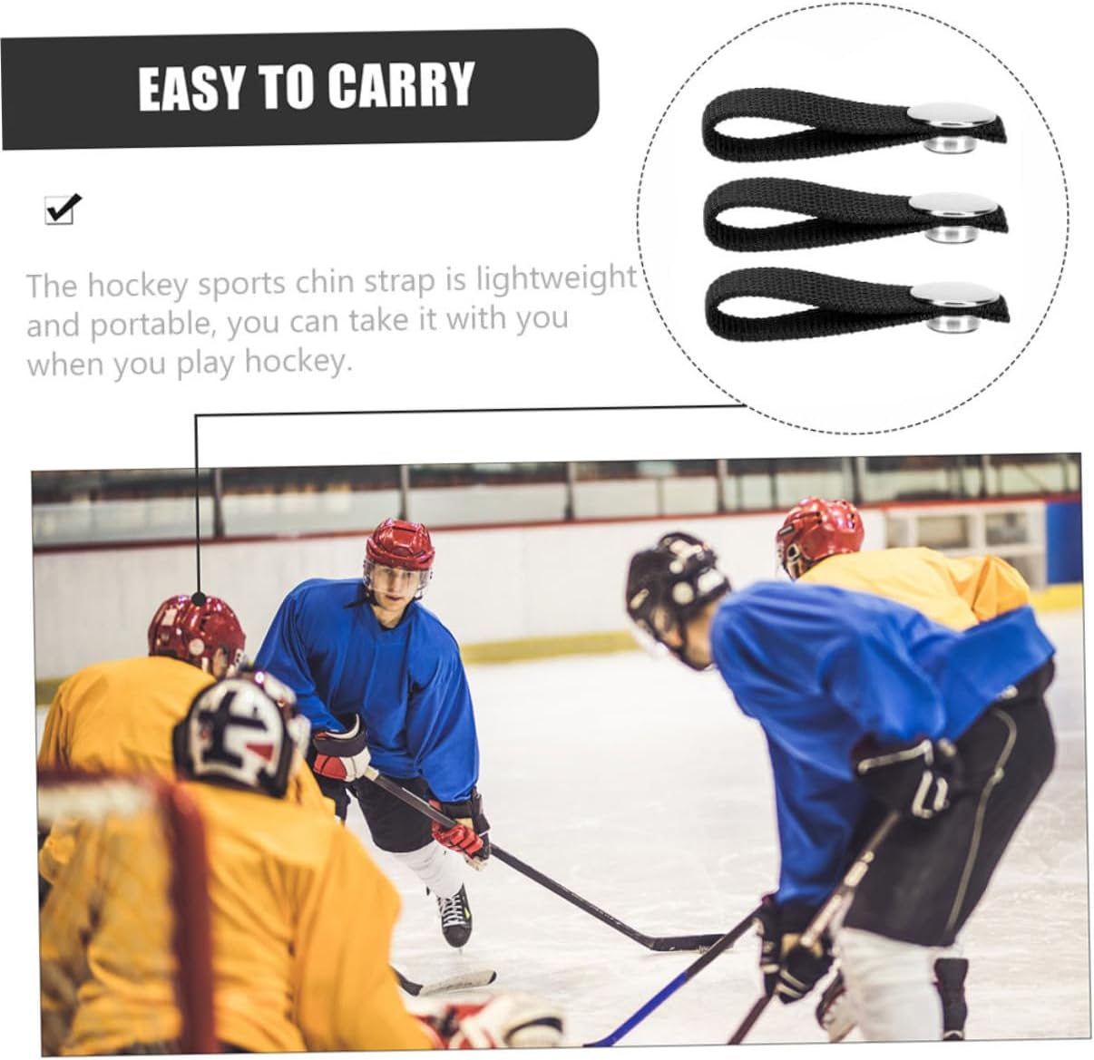 3Pcs Detachable Chin Strap for Hockey Helmets Lightweight Durable Replacement Loops Easy to Install with No Tools Needed Convenient for Sports Use