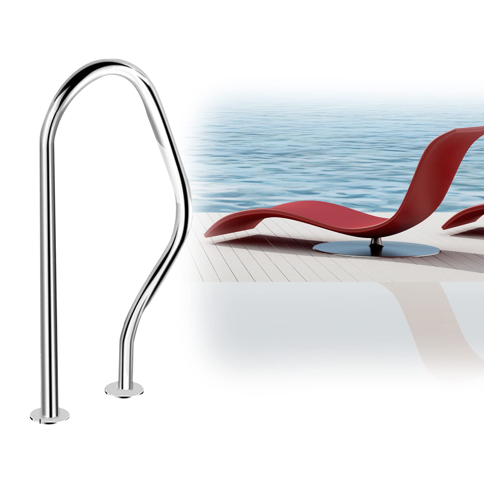 Mains courante en acier inoxydable d'escalier de piscine pour accès sans glisser