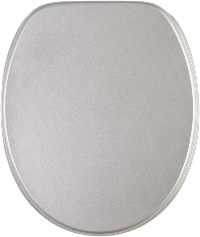 Sanilo Soft Close Toilet Seat, Wide Choice of New Toilet Seats, Stable Hinges, Easy to Mount (Glittering Silver)