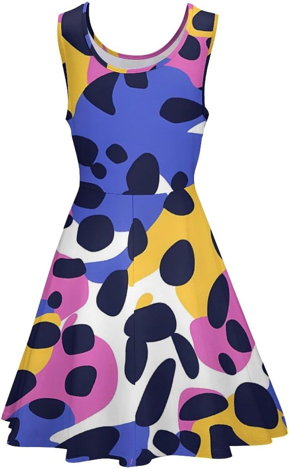 Leopard Women's Dresses Round Neck Dress Sleeveless Tank Dress Ruffle Hem Sundress