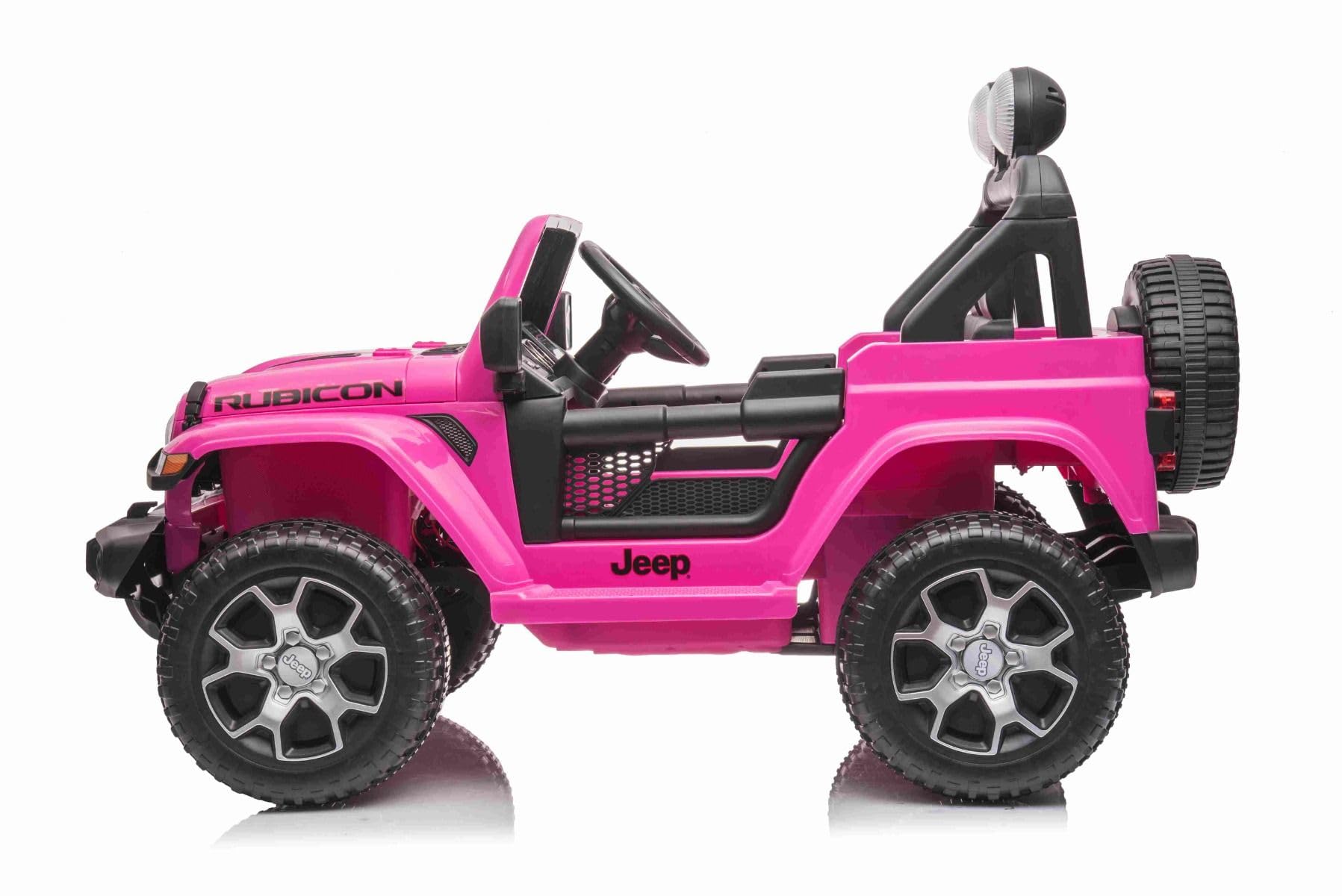 RIRICAR Samochód elektryczny dla dzieci 12 V J.E.E.P. Wrangler, różowy, dziecięcy samochód elektryczny 2-osobowy z pilotem zdalnego sterowania 2,4 GHz, radio z wejściem Bluetooth i USB, akumulator