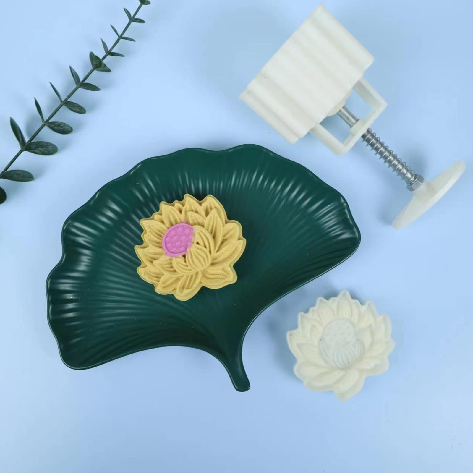 Moon Cake Mold For Ice Skin & Mung Bean Cakes - Non-Stick, Easy To Use, Flower Design (No. 2 Quadruple Pattern) - View #10