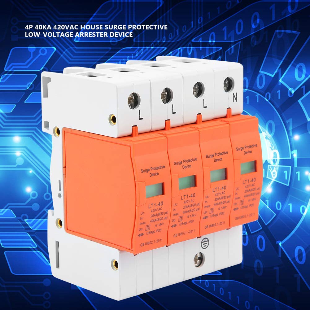 Scaricatore Trifase AC Sovratensione 4P 420V 40kA Protezione Fulmini