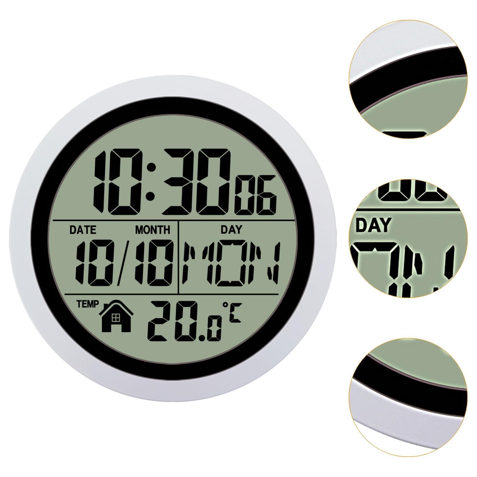 Qianly Shower Clock Small Wall Clock Easy to Use, Practical,Indoor Wall Clock for Living Room, Silver