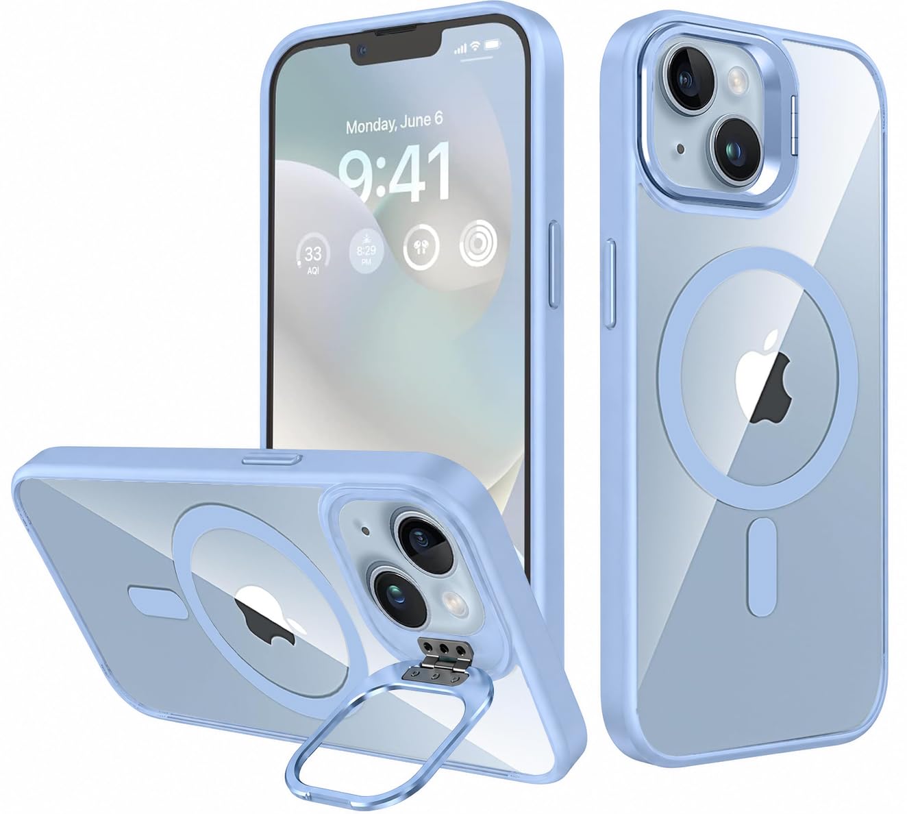 VONZEE iPhone 15 Plus Clear Case with Camera Stand -14