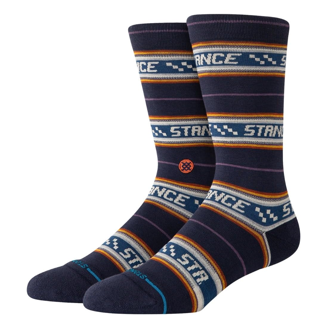 Stance Unisex Navy Flowrider Crew Socks Striped Patterned Calf Medium
