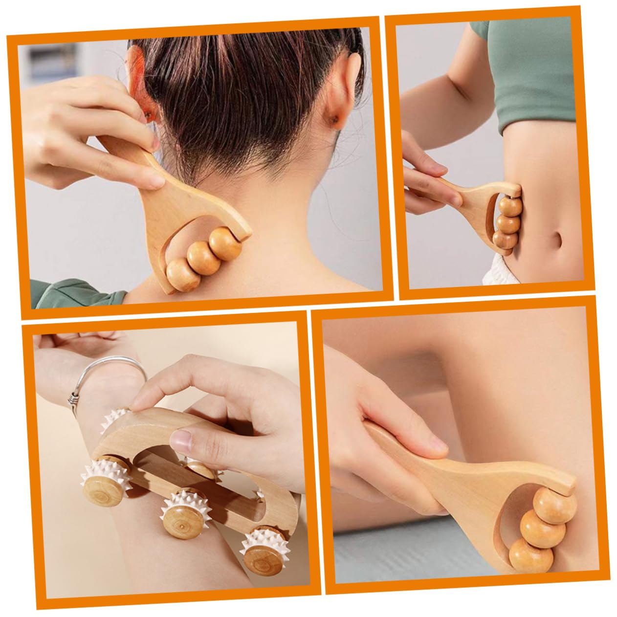 3 Set Set Massaggiatore Adulti Massaggiante Corpo Muscolo A Mano Massaggiatore A Mano Rulli Portatile Massaggio A Manuale Kit Di Legno 3 Pezzi * 3