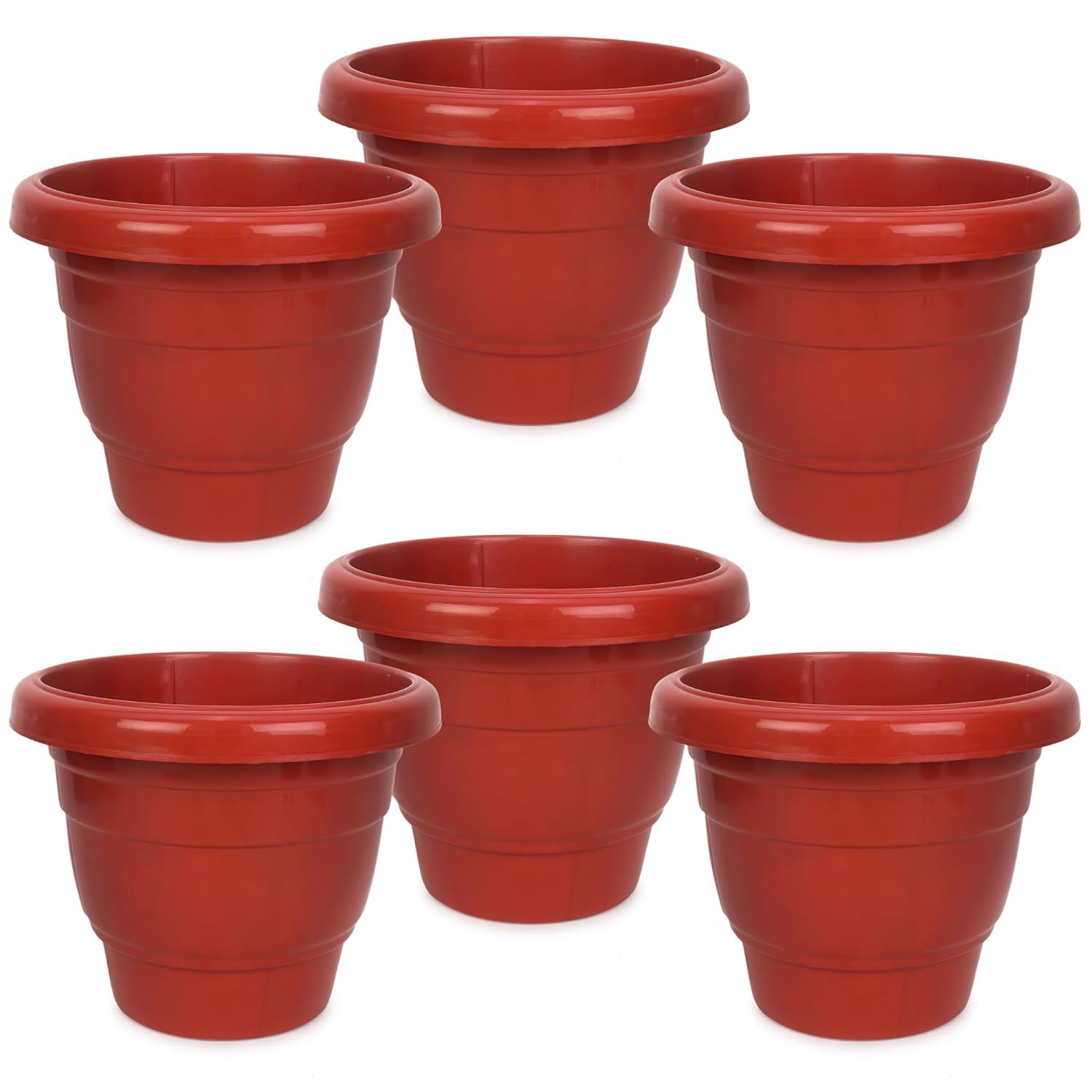 BHAJANLAL GREENERY Planter | Pot for Plant Indoor Outdoor | Pot Size : 10 Inches | Set of Pot : 6 | Contents : 6 Pots | Color : Brown | Plastic Pots with Drainage Holes (B09CH824MB) Amazon Price History, Amazon Price Tracker