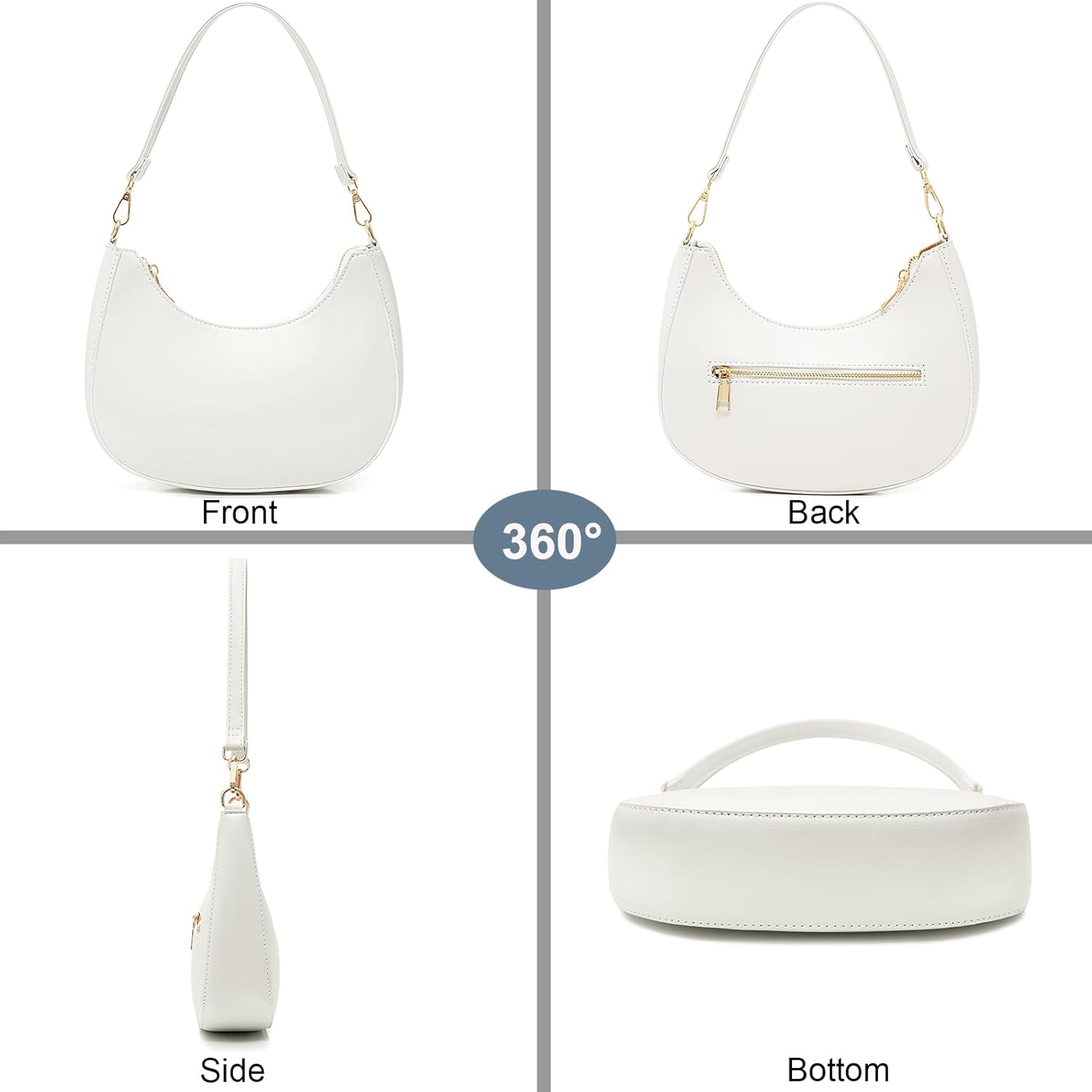 NIUEIMEE ZHOU Crescent Bag for Women Soft Vegan Leather Crossbody Bags Tote Shoulder HandBag Underarm Purses - Image 4