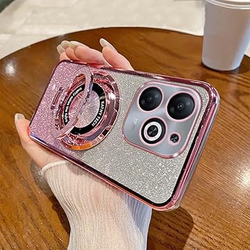 Capa para Infinix Smart 8 Capinha magnética com brilho galvanizado, capa telefônica transparente com brilho bonito e luxuoso [compatível com Magsafe]-Rosa