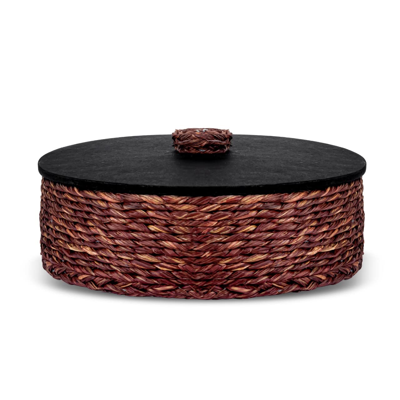 KADAM HAAT Handmade Sabaii Grass and Bamboo Based Roti/Chapati/Paratha/Dry Fruits Serving Plate Box Home and Kitchen Decor Basket (Brown)