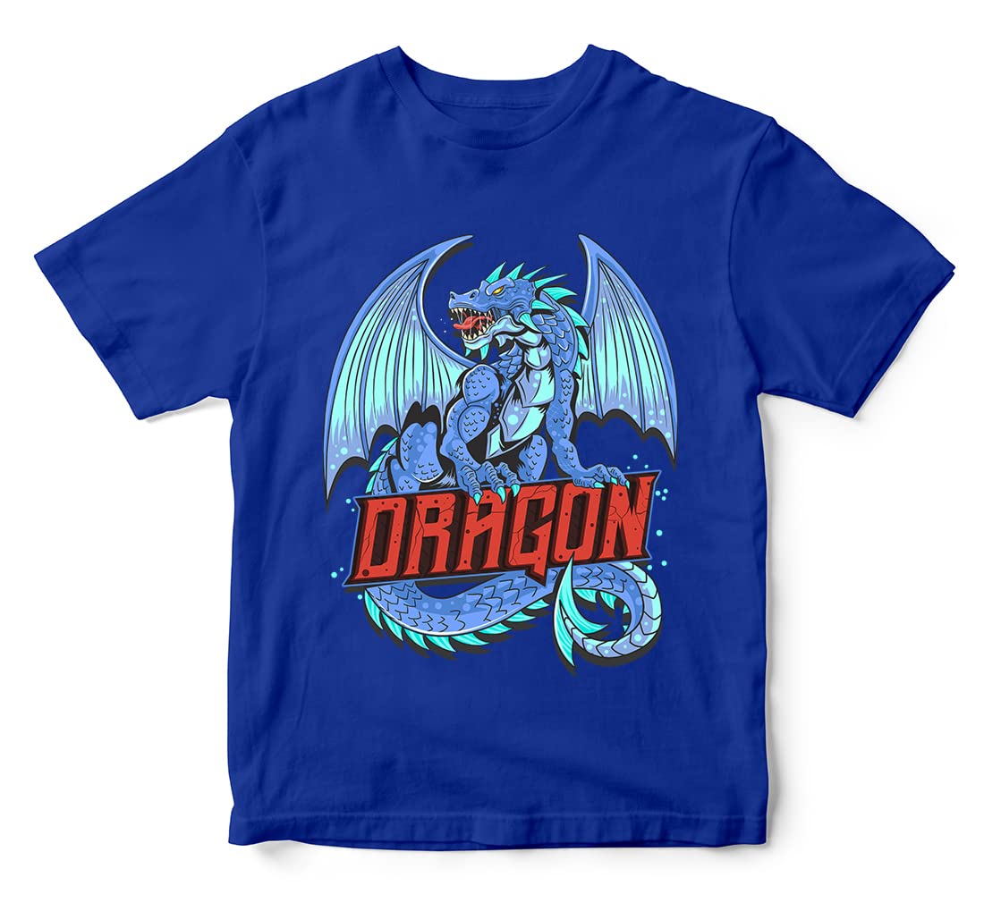 WALLABY KIDS Boys & Girls The Ancient Dragon King Monster Theme 100% Cotton Unisex Kids T-Shirt