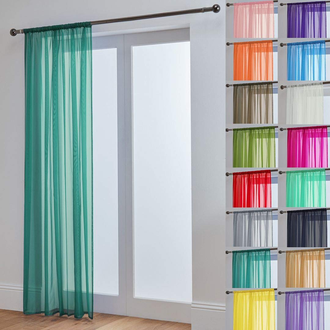 John Aird Lucy Voile Curtains - Rod Pocket Slot Top - Net Curtains - 1 Panel (Teal, 58" Wide x 108" Drop) — image 1