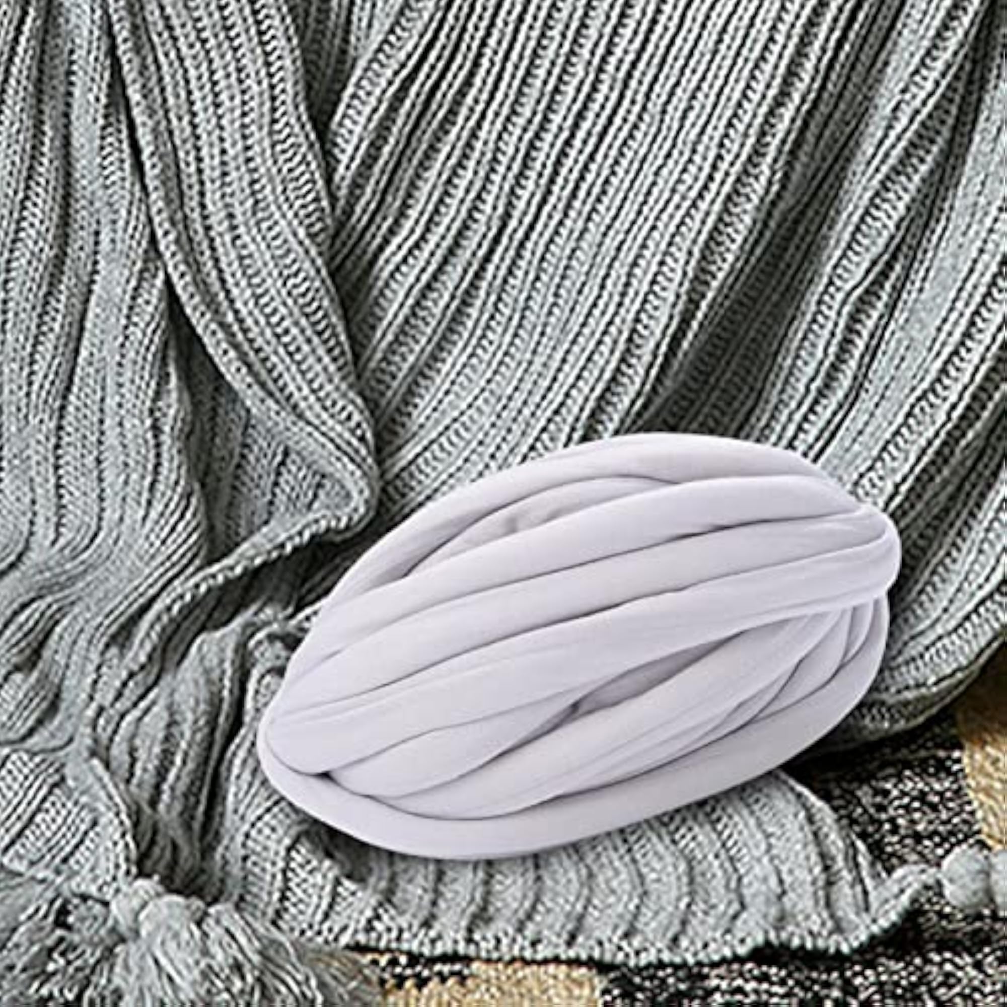 Chunky Wool Yarn Filling Soft Knitting Yarn, Light Gray