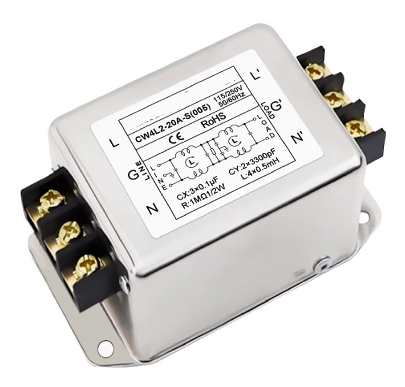 MBPAIHOP Single phase power filter CW4L2-20A-S (005) 3A to 35A terminal 220v AC power anti-interference harmonic purifier