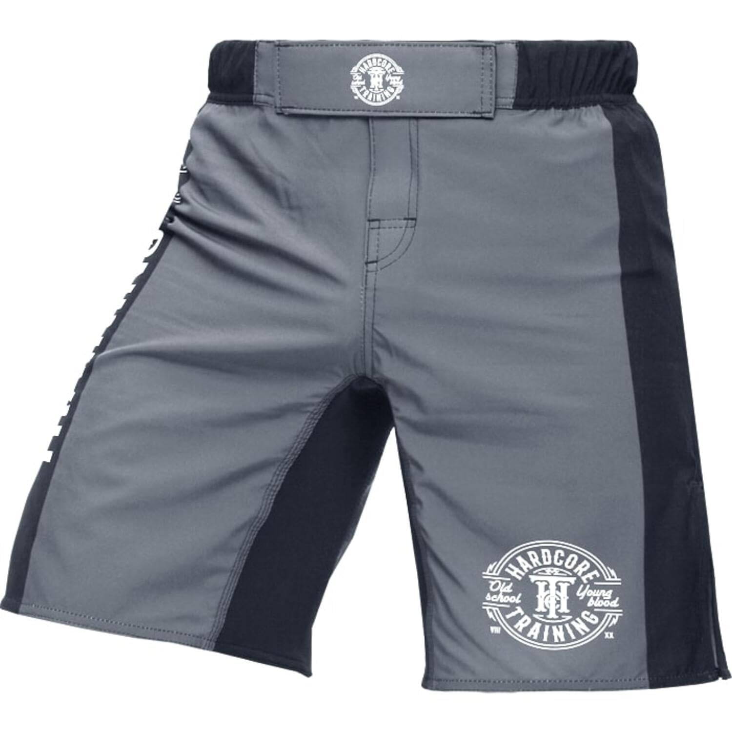 Hardcore Training Fight Shorts Recruit Boks Męski Szorty do Walki MMA Combat BJJ Grappling Fitness Muay Thai Kickboxing No Gi (DE/NL/SE/PL, Alfa, 5XL, Regularny, Regularny, szary szary)