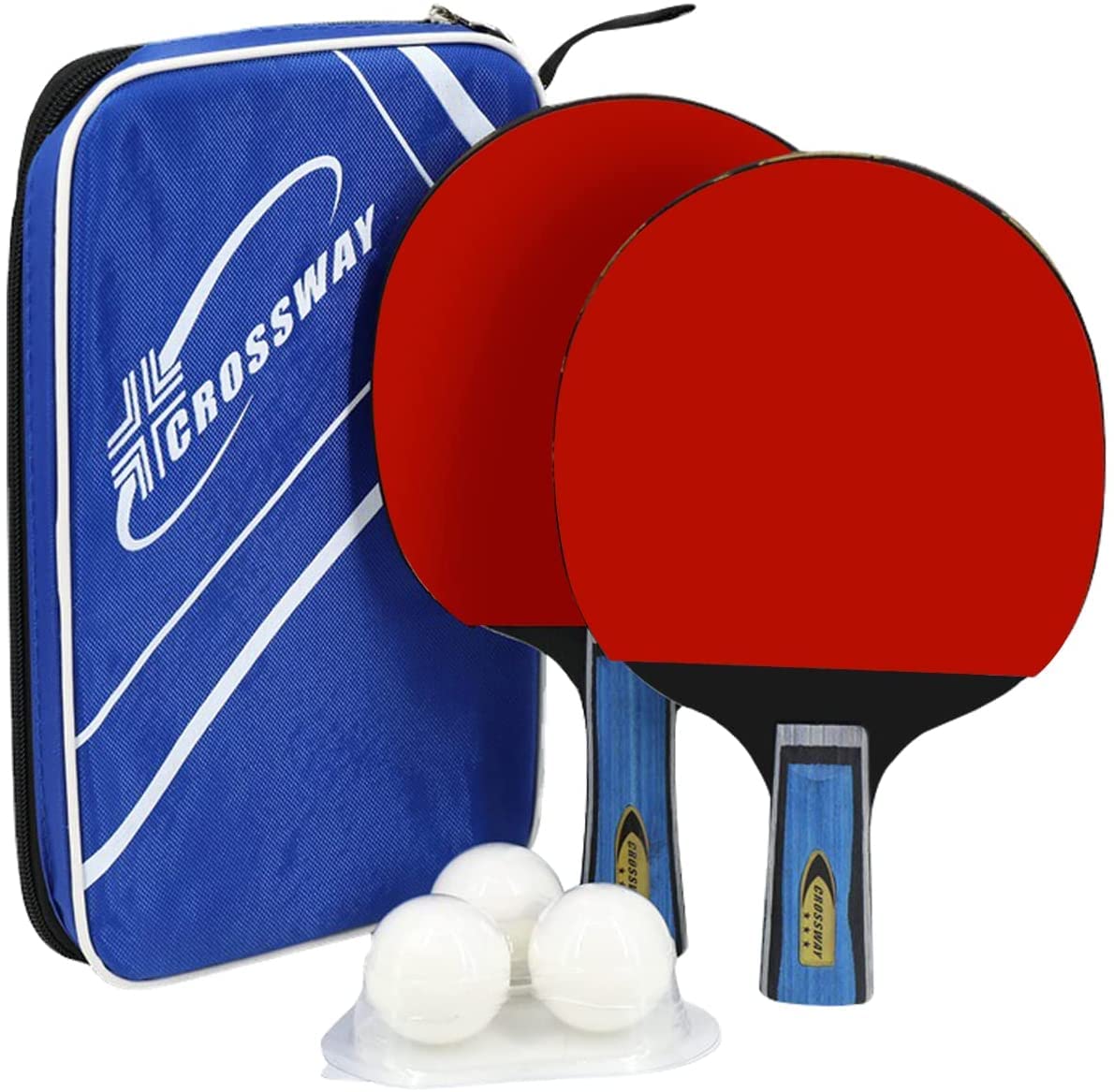 Sports Ping Pong Paddle Set of 2 - Table Tennis Rackets 3 Balls, Offensive Rubber 2.0mm Sponge 6-Ply Blade Premium Rubber Protector Case, Ping pong Paddles & Game Accessories (B)