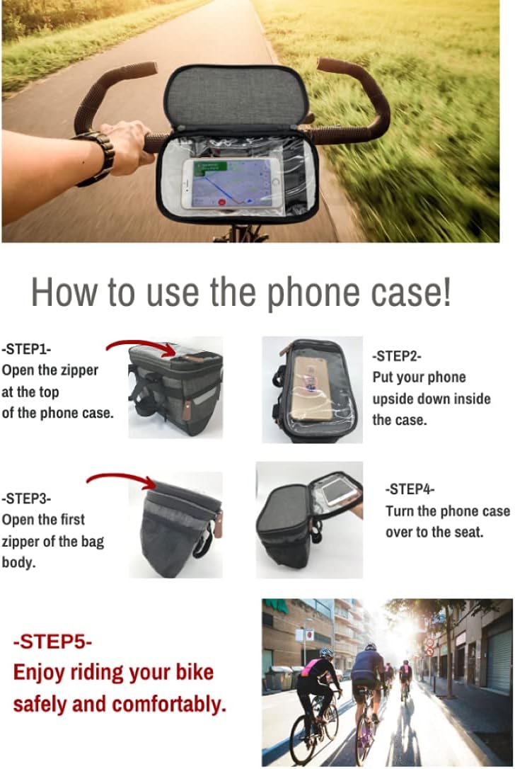 Jau2029 Bike Handlebar Bag Bike Front Bag Road Bike Bag Bicycle Frame Bag Bike Basket Bag Bicycle Bag Mesh Pocket for Water Bottle Shoulder Strap Cycling Bag Reflective Strips : Sports & Outdoors
