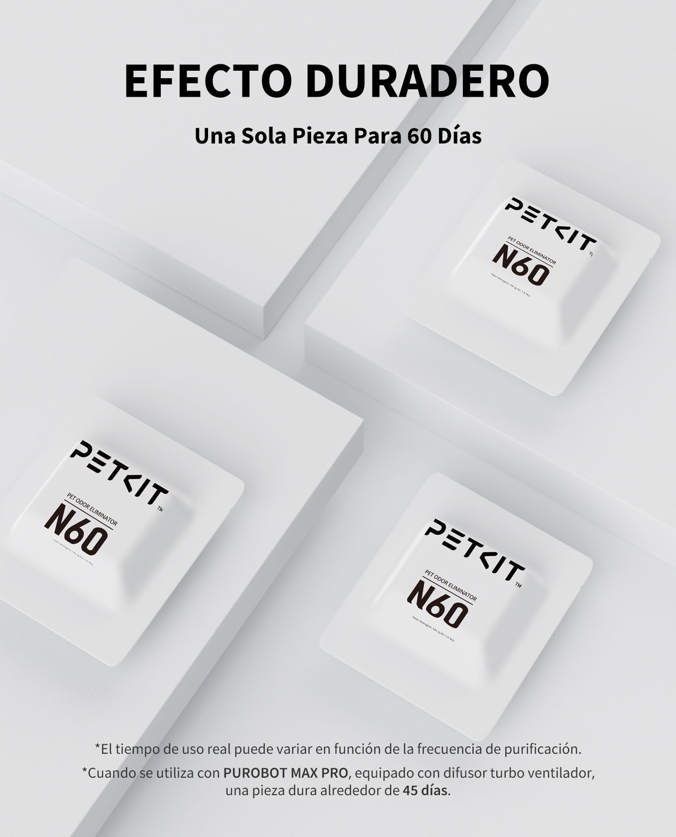 PETKIT Desodorante para mascotas N60 para bandejas de arena autolimpiables PUROBOT ULTRA y PUROBOT MAX PRO, expulsión efectiva de olores, larga duración, fórmula natural (paquete de 3)