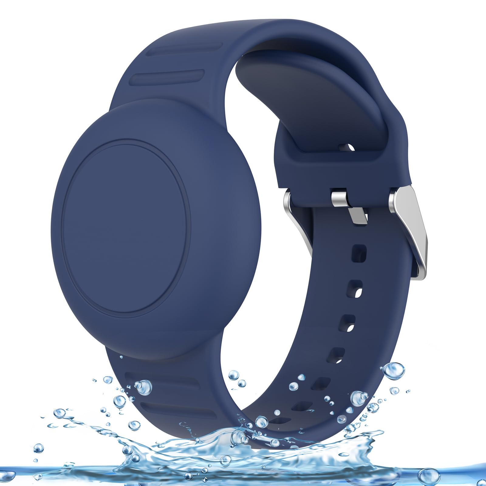 Tobfit Waterproof AirTag Bracelet for Kids – Soft Silicone AirTag Holder for Apple AirTag (2nd Gen & 1st), Adjustable Anti-Loss Watch Band for Kids 3 Years and Up - Midnight Blue-image-45
