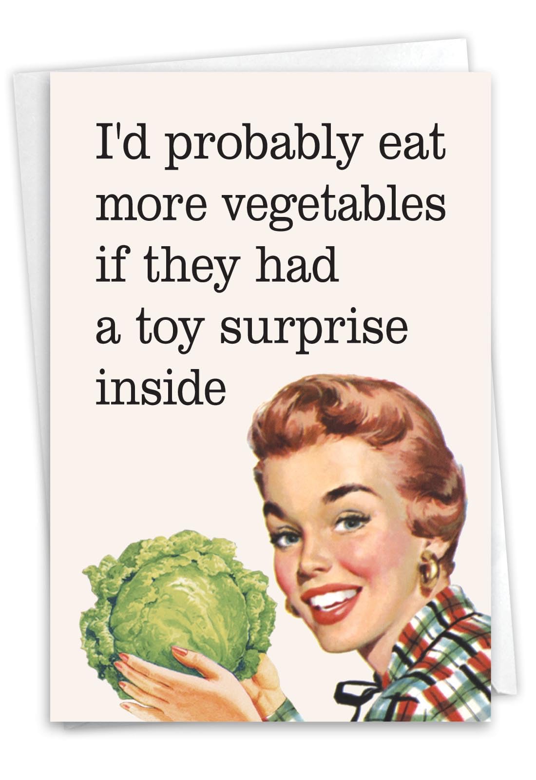 NobleWorks, Funny Birthday Paper Card with 5 x 7 Inch Envelope (1 Card) Bday More Vegetables C10806BDG — image 1